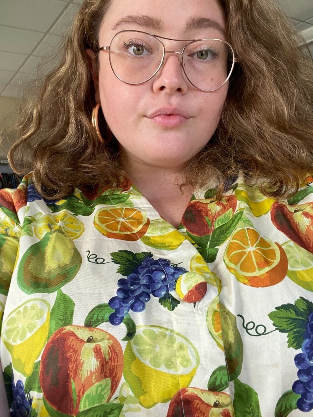 Lazy Oaf Fruit Salad Print Cropped Jersey Button Up Shirt Sz XXXL Plus Size - Picture 4 of 5